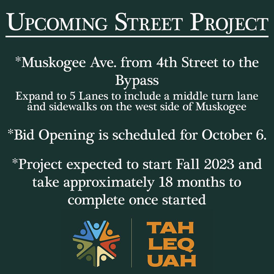 Muskogee Ave Upcoming Street Project Announcement