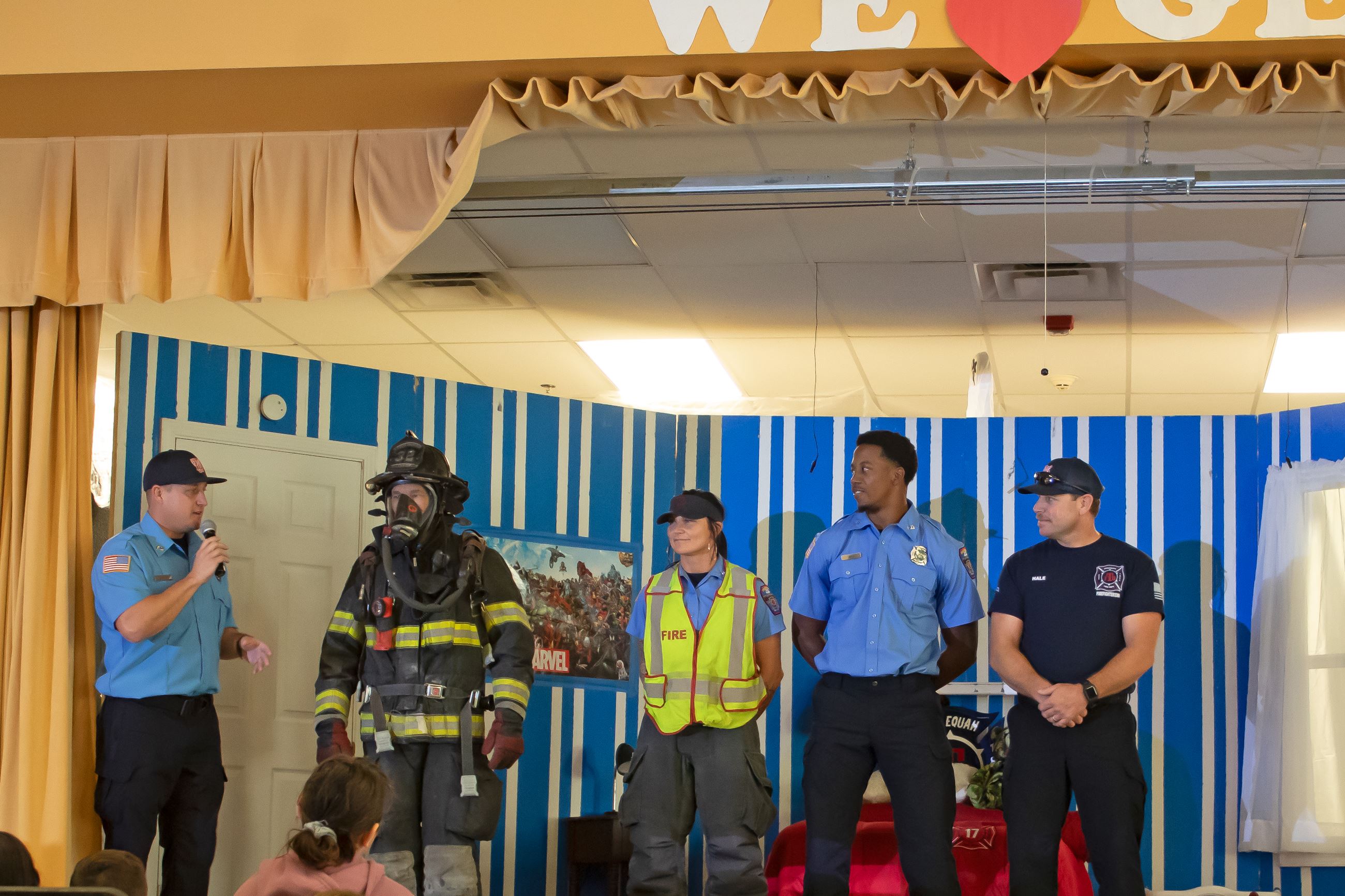 Tahlequah Fire Department Public Education - Firefighters with students